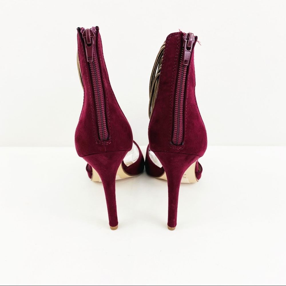 Francesca’s Burgundy Point Toe Strappy Ankle Heels - Picture 5 of 7